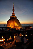 Myanmar - Kyaikhtiyo, Pilgrims chant, light candles all through the night.